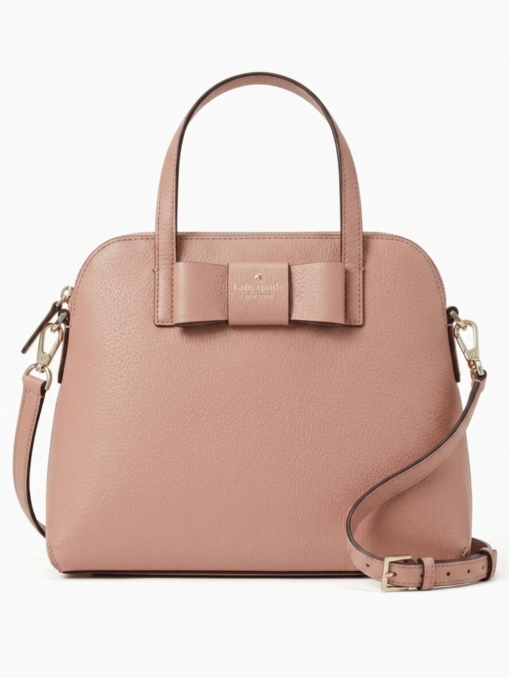 Kate Spade Matthews Street Maise Bow Satchel in “Rosy Cheeks” colour-way.